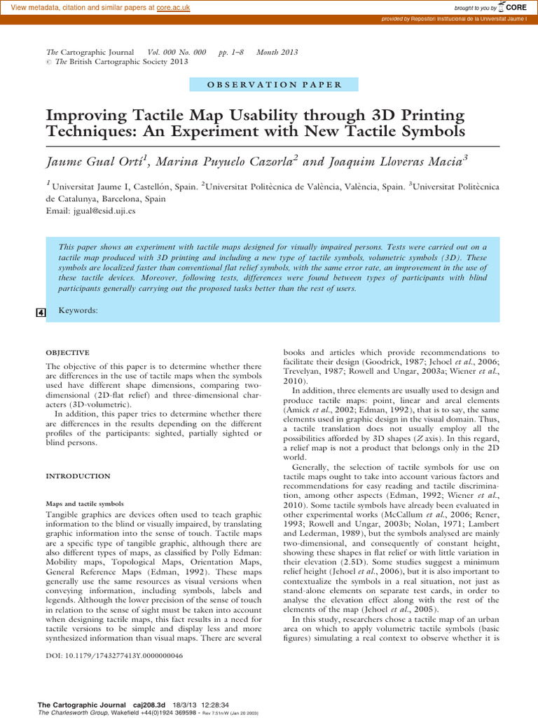 Enhancing Tactile Maps for the Visually Impaired | PDF | Effect Size ...