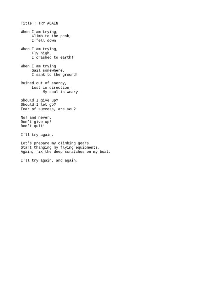Poem try again pdf