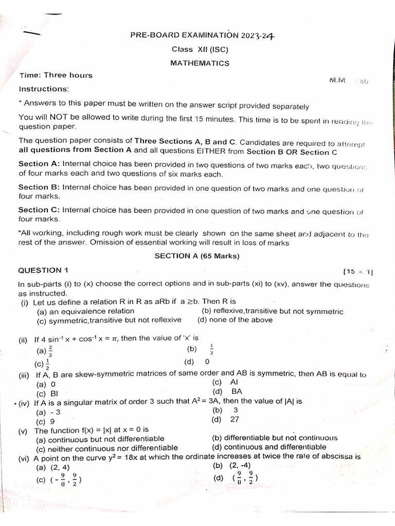 MATH PREBOSRD PAPER 2023 Lps | PDF