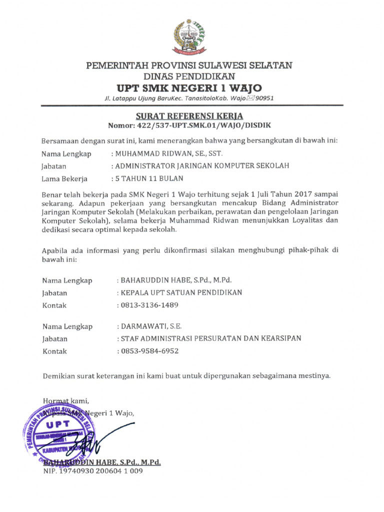 Reference Latter Tambahan | PDF