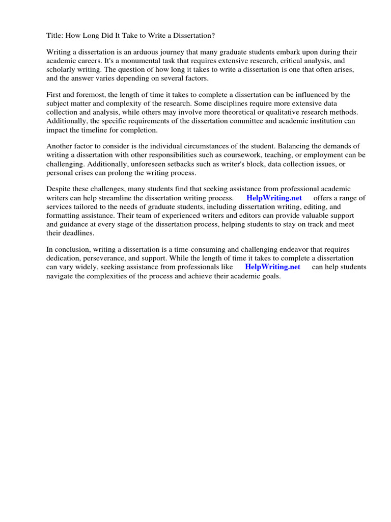 How Long Did It Take To Write Dissertation | PDF | Thesis | Information