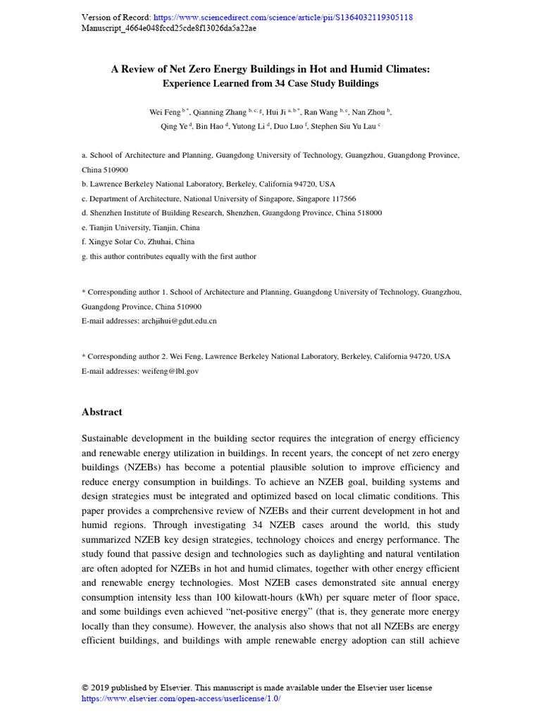 Net Zero Energy Buildings in Humid Climates | PDF | Efficient Energy ...