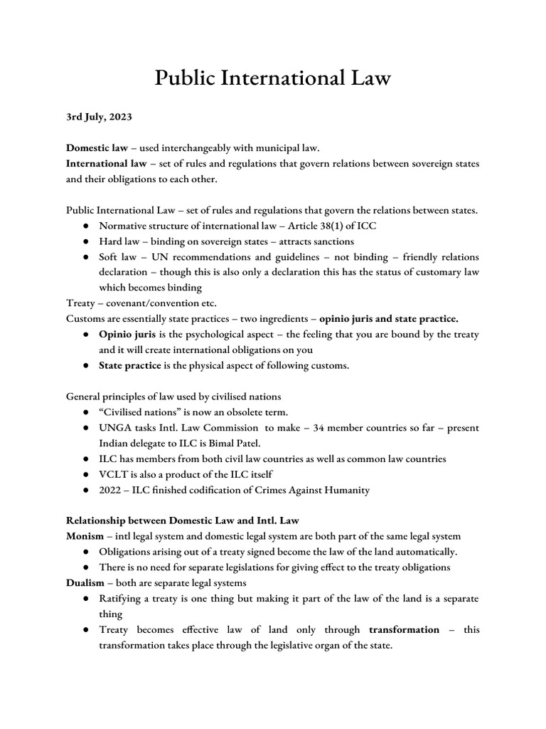 Public International Law | PDF | International Law | Sovereign State