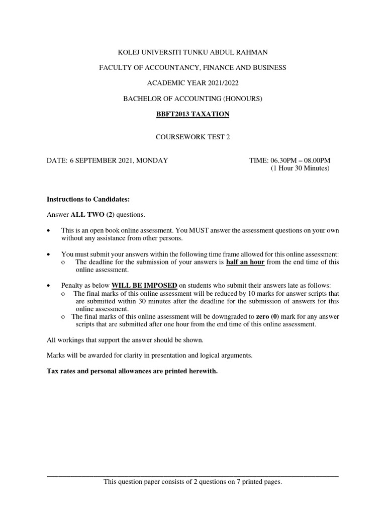 Test 2 | PDF | Taxes | Expense