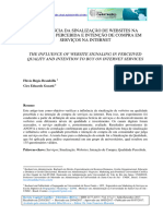 A Influência Da Sinalização de Websites Na Qualidade Percebida e Intenção de Compra em Serviços Na Internet