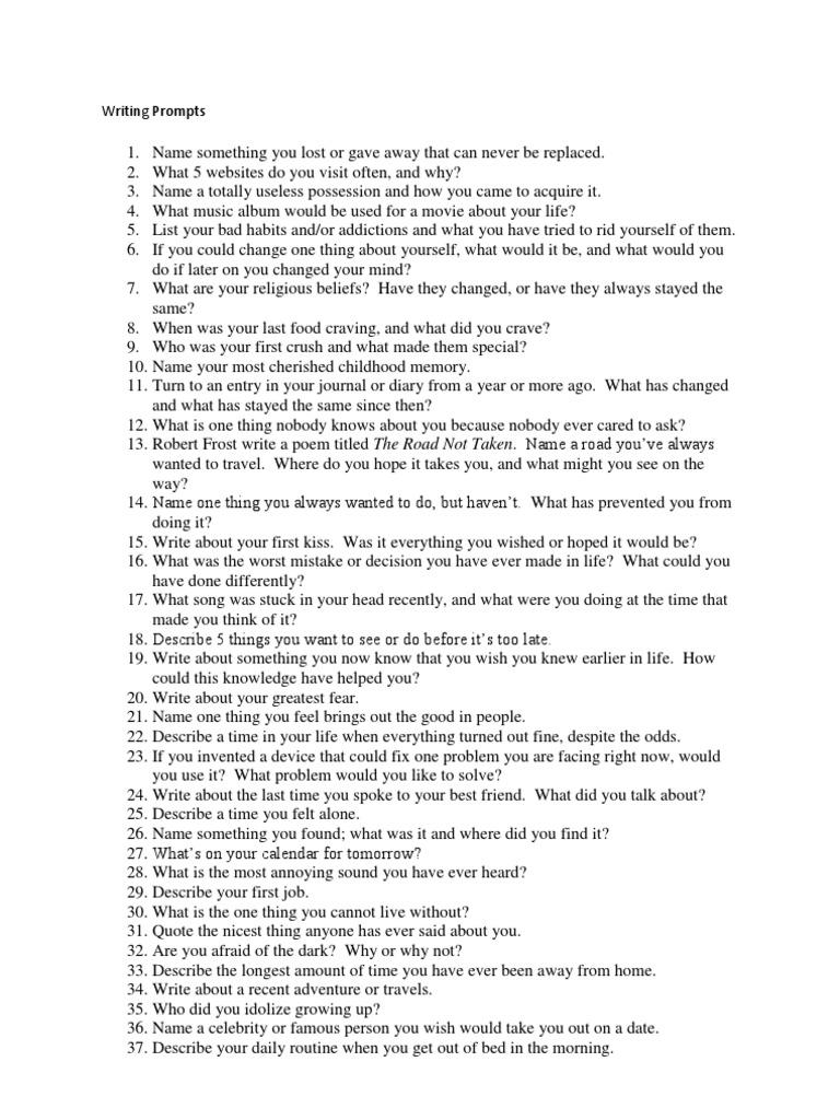 Writing Prompts | PDF