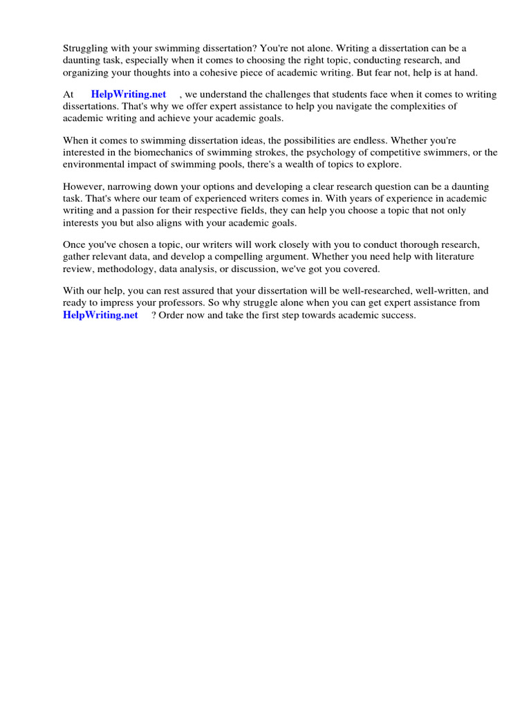Swimming Dissertation Ideas Download Free PDF Swimming Swimming