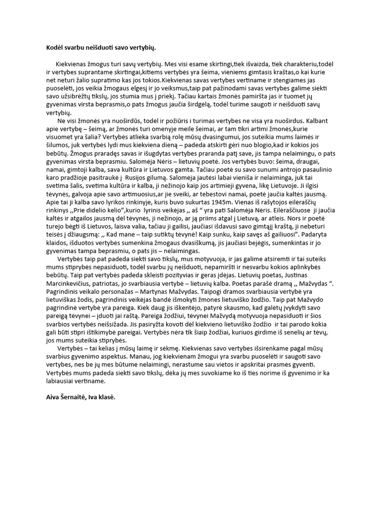 Kodėl Svarbu Neišduoti Savo Vertybių | PDF