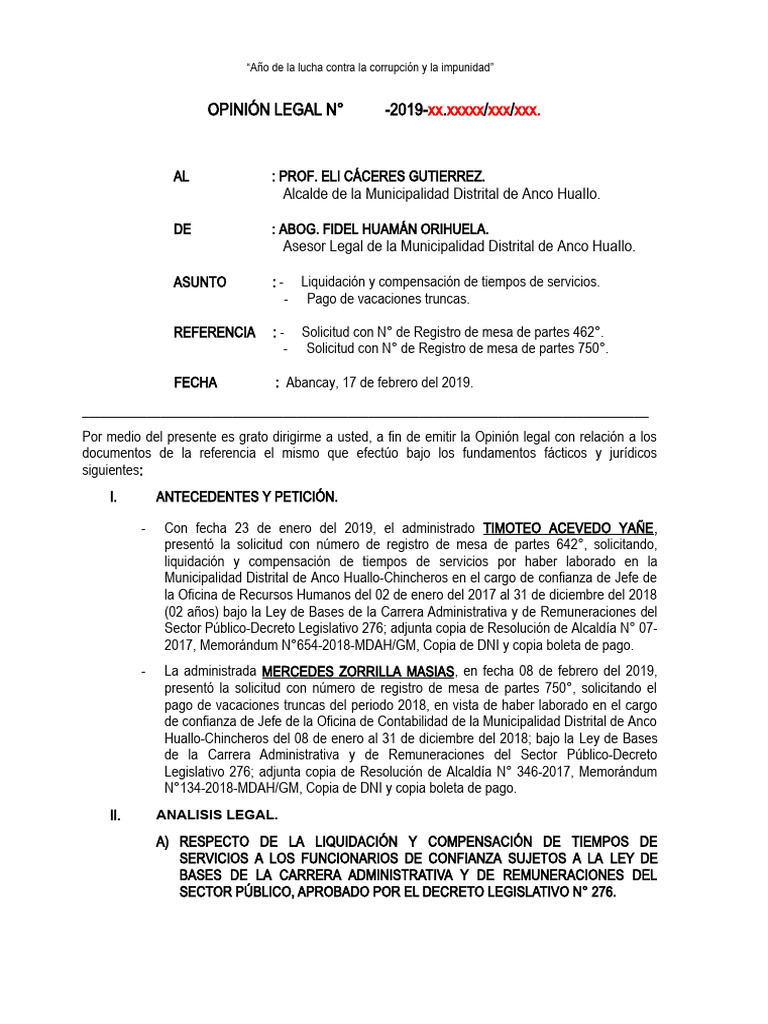 Compensación y Vacaciones Truncas 2019 | PDF | Derecho laboral | Salario