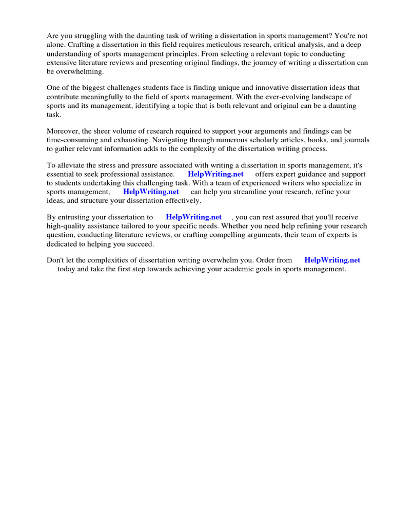Dissertation Ideas For Sports Management PDF Sports Thesis