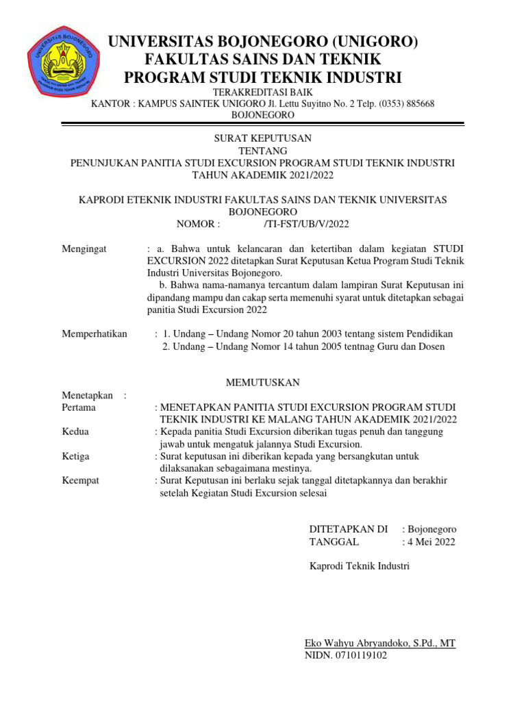 Sk Panitia Study Excursion Pdf