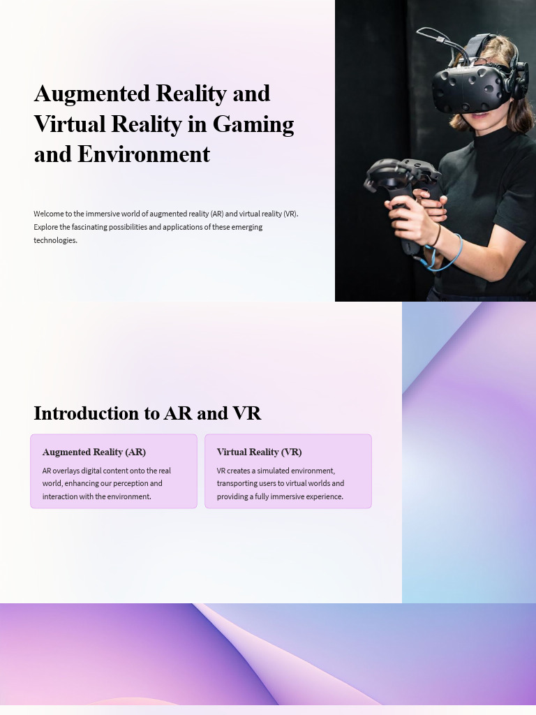 AR and VR in Gaming and Environment | PDF | Virtual Reality | Augmented ...