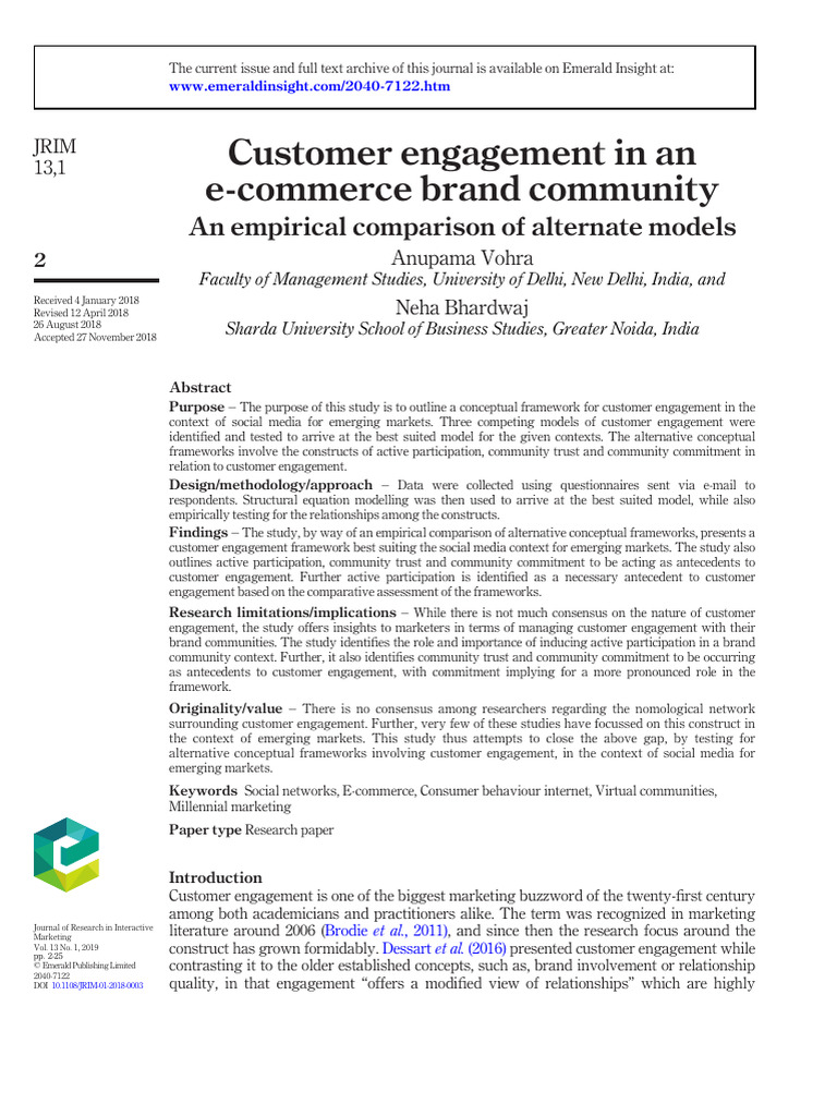 Customer Engagement Framework for E-Commerce | PDF | Social Media ...
