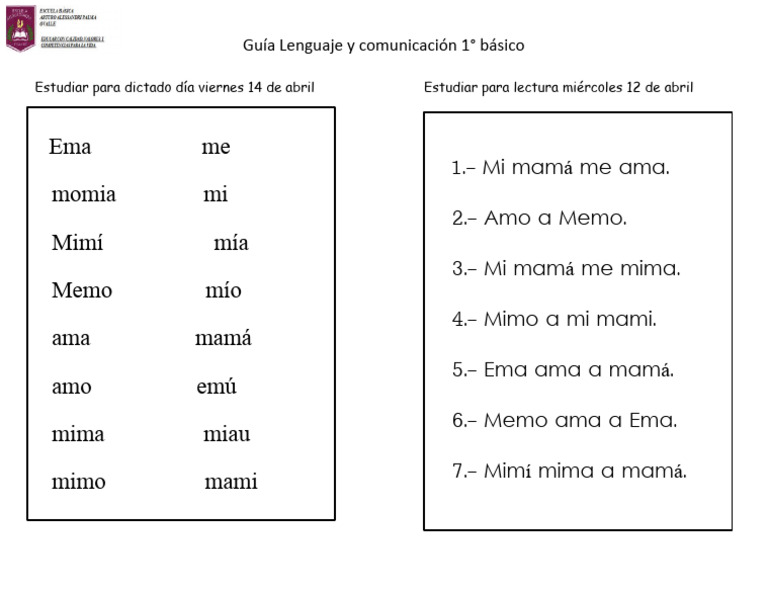 Dictado de palabras con M y S para niños | PDF