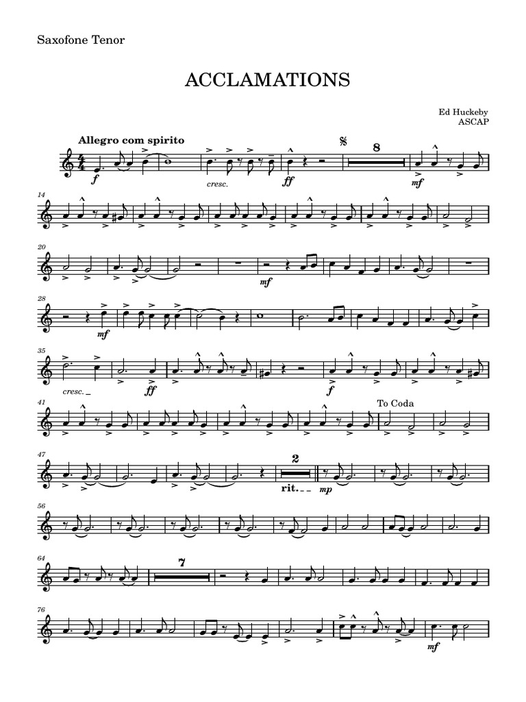 Ed Huckeby's Acclamations for Saxophone | PDF | Musical Notation