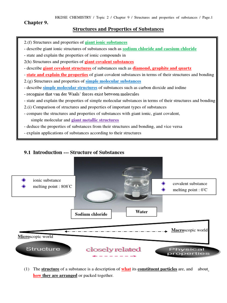 Structures and Properties of Substances | PDF | Chemical Bond | Ionic ...
