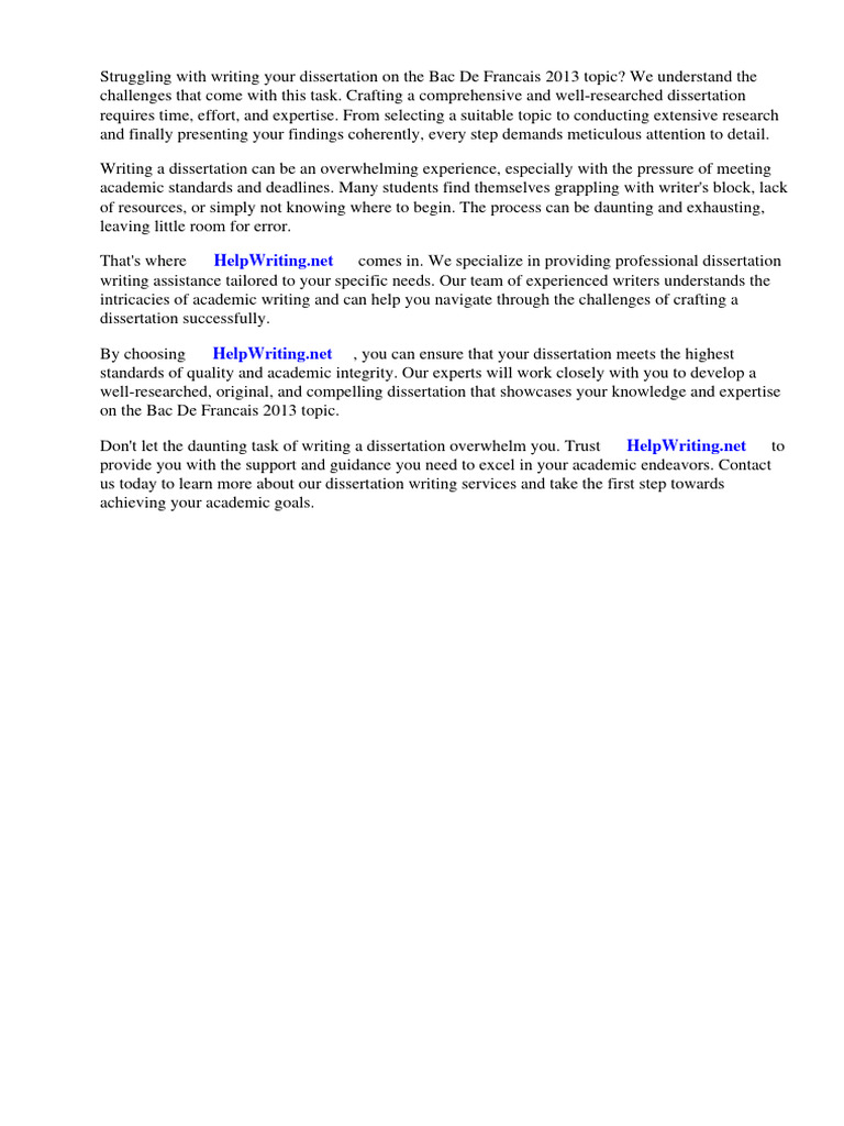 Dissertation Bac De Francais 2013 Pdf