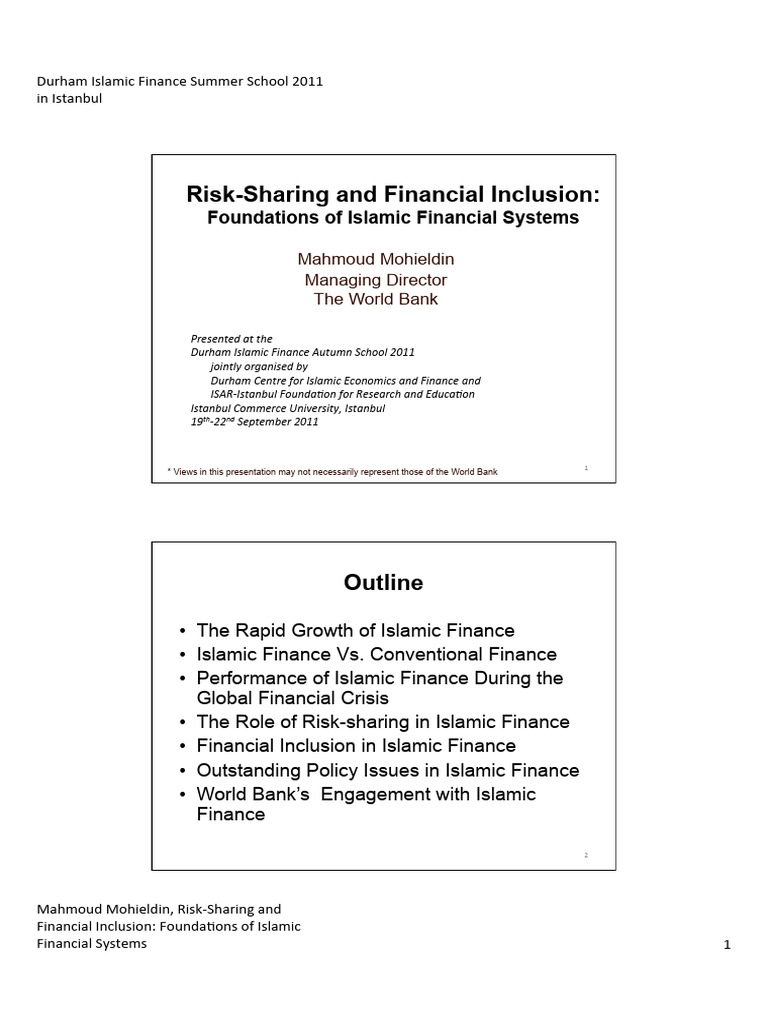 Risk-Sharing and Financial Inclusion | PDF | Islamic Banking And ...