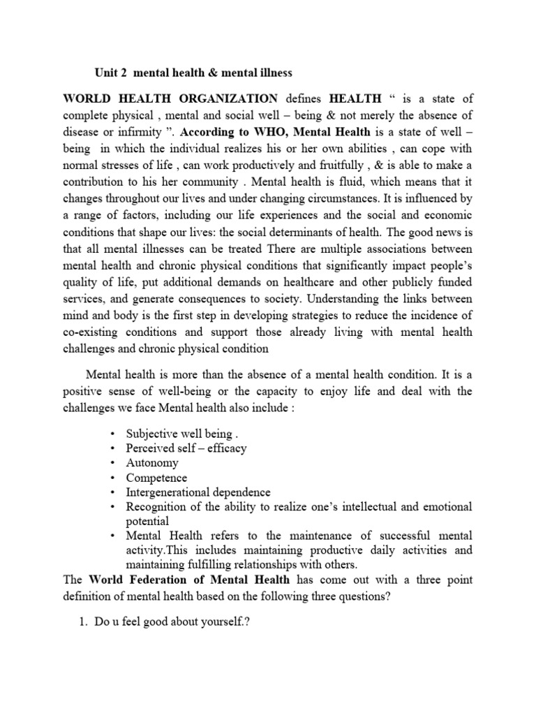 Understanding Mental Health and Illness | PDF | Psychoanalysis | Mental ...