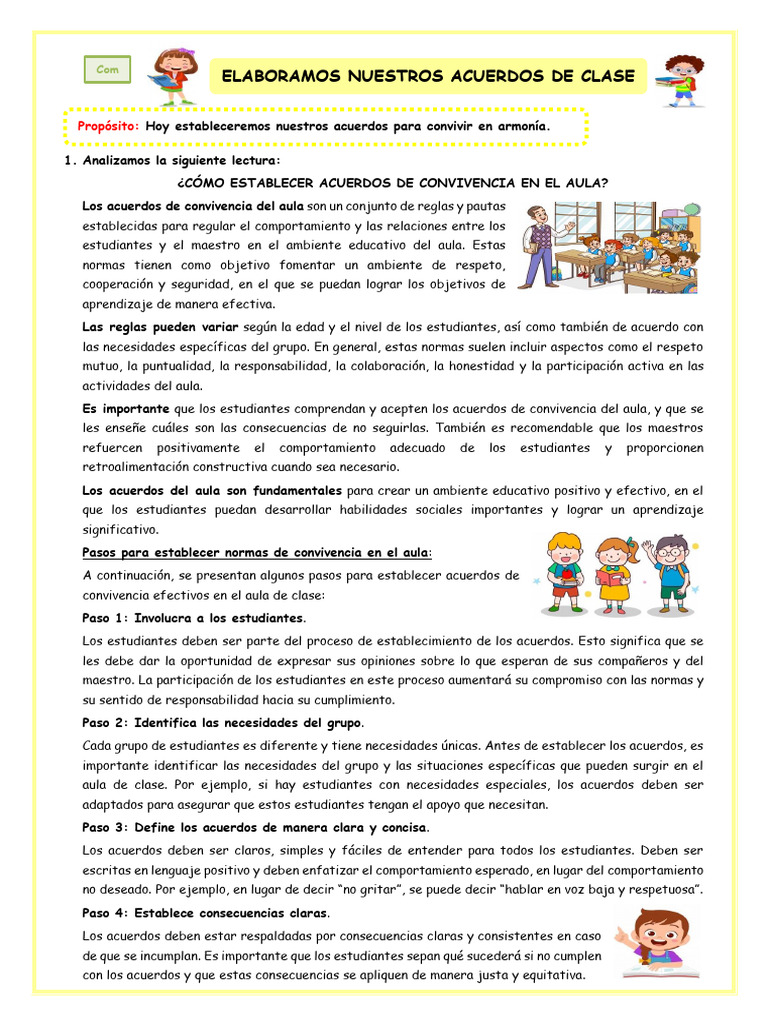 Acuerdos de Convivencia en el Aula | PDF | Salón de clases | Comportamiento