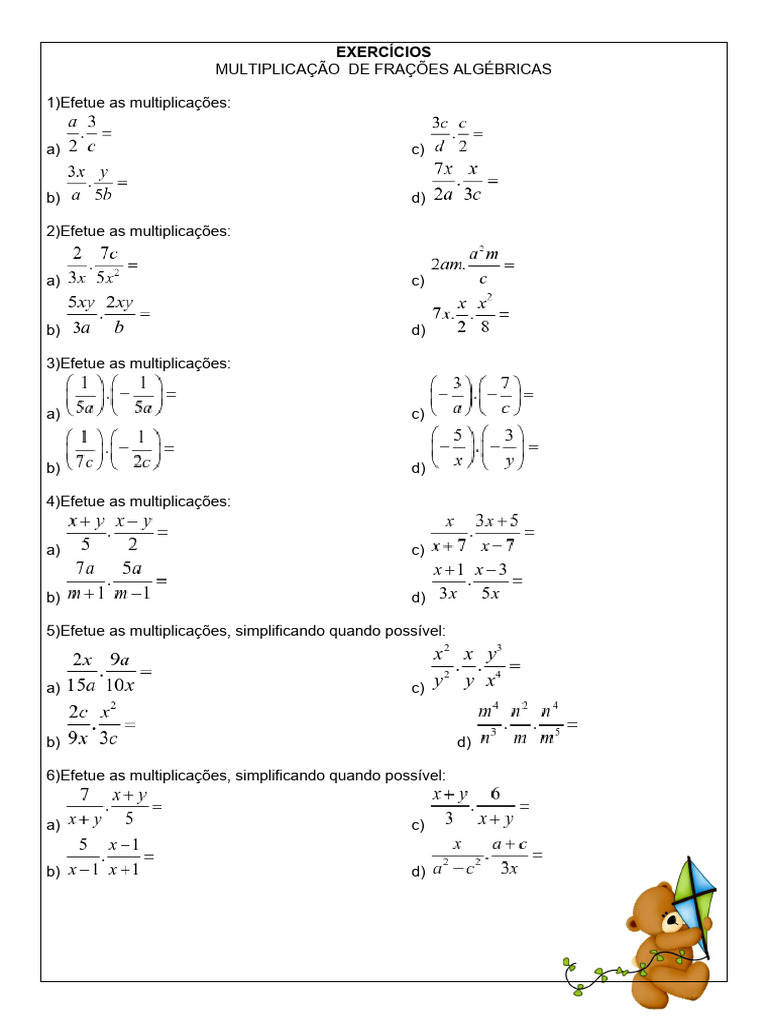 Exercícios de Multiplicação e Divisão de Frações | PDF