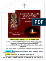 Pavecernița Mare Și Canonul Cel Mare Al Sfântului Andrei Criteanul (Partea A II-a), 19.03.2024, Marți Seară