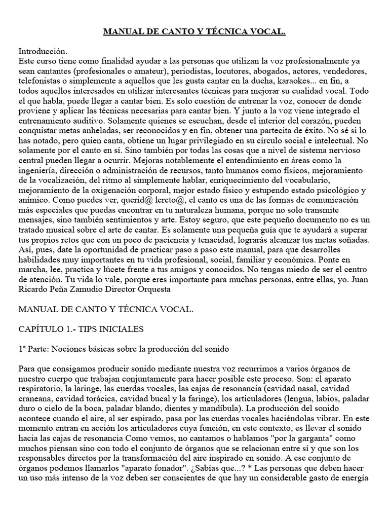Manual de Canto y Técnica Vocal | PDF