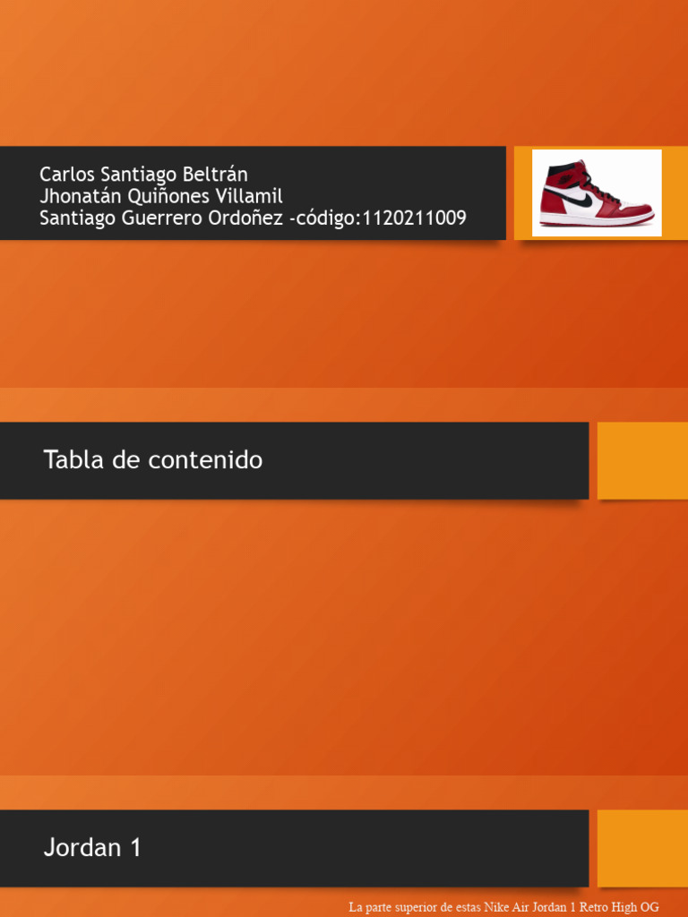 Características de Nike Air Jordan 1 | PDF