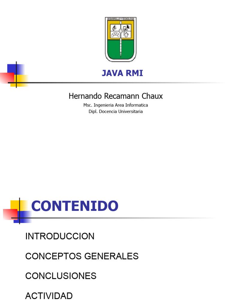 Java Rmi | PDF | Java (lenguaje de programación) | Objeto (informática)