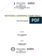 National Learning Camp (NLC) : List of Learners