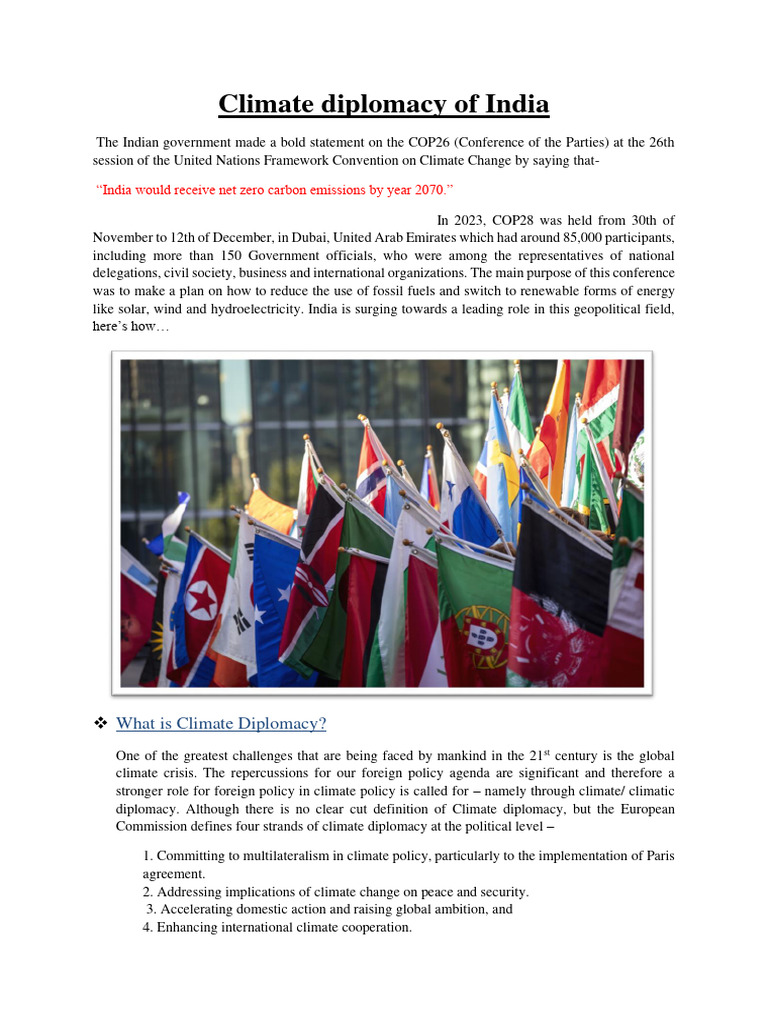 India's Role in Climate Diplomacy | PDF | Politics Of Climate Change ...