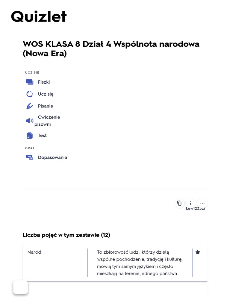 Fiszki - WOS KLASA 8 Dział 4 Wspólnota Narodowa (Nowa Era) - Quizlet | PDF