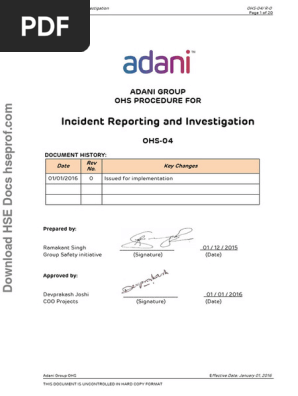 Incident Reporting and Investigation