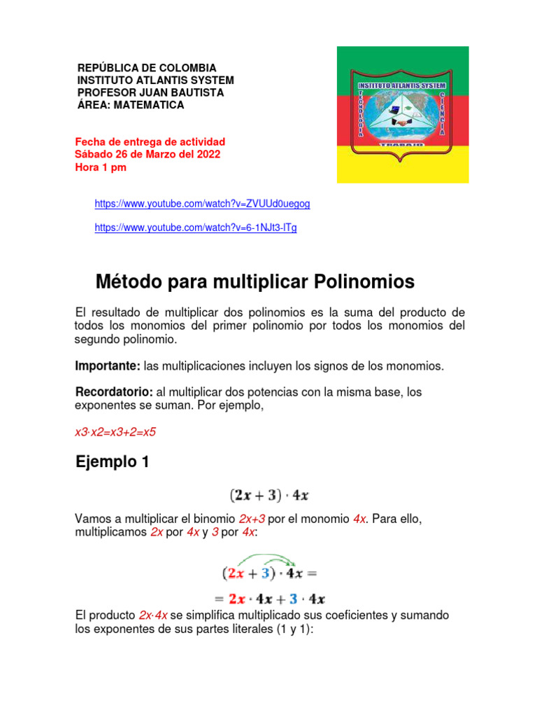 Multiplicacion_de_polinomios_212 | PDF | Multiplicación | Polinomio