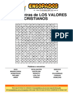 Sopa de Letras de Los Valores Cristianos