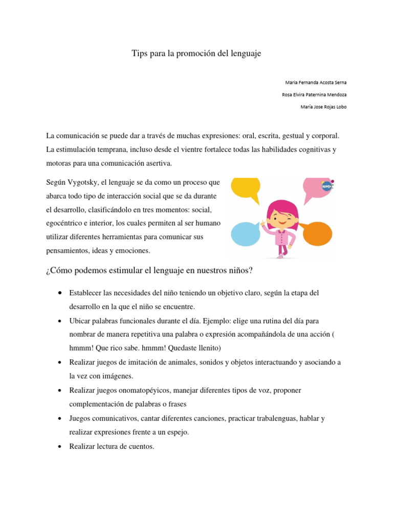 Estrategias para estimular el lenguaje infantil | PDF | Comunicación ...