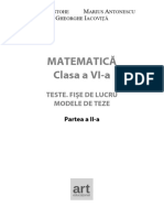 Matematică Clasa A VI-a: Teste. Fişe de Lucru Modele de Teze