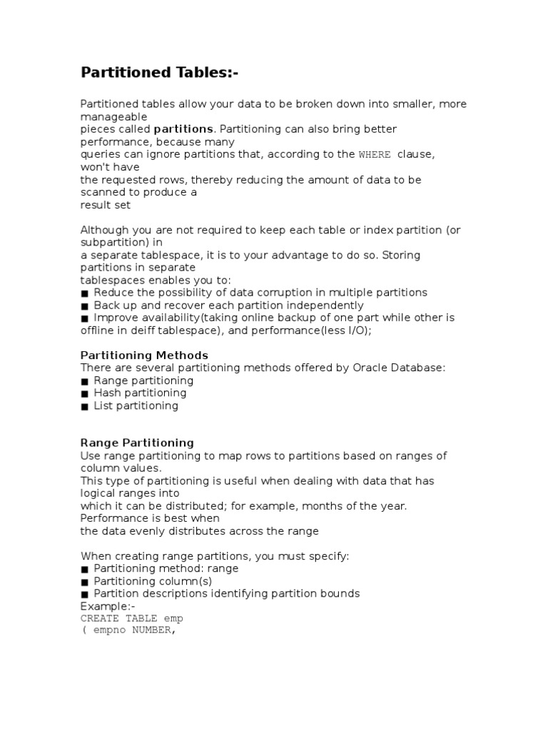Partition Table PDF Table (Database) Data Management Software