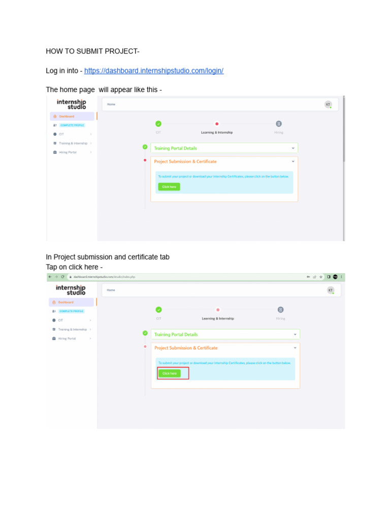 How To Submit Project On Cit Dashbaord Lyst6906 Lyst8301 | PDF