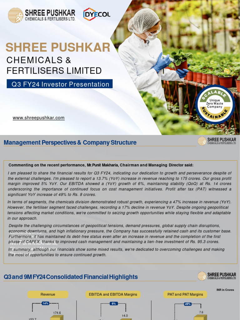 Q3 FY24 Financial Overview: Shree Pushkar | PDF | Expense | Economies