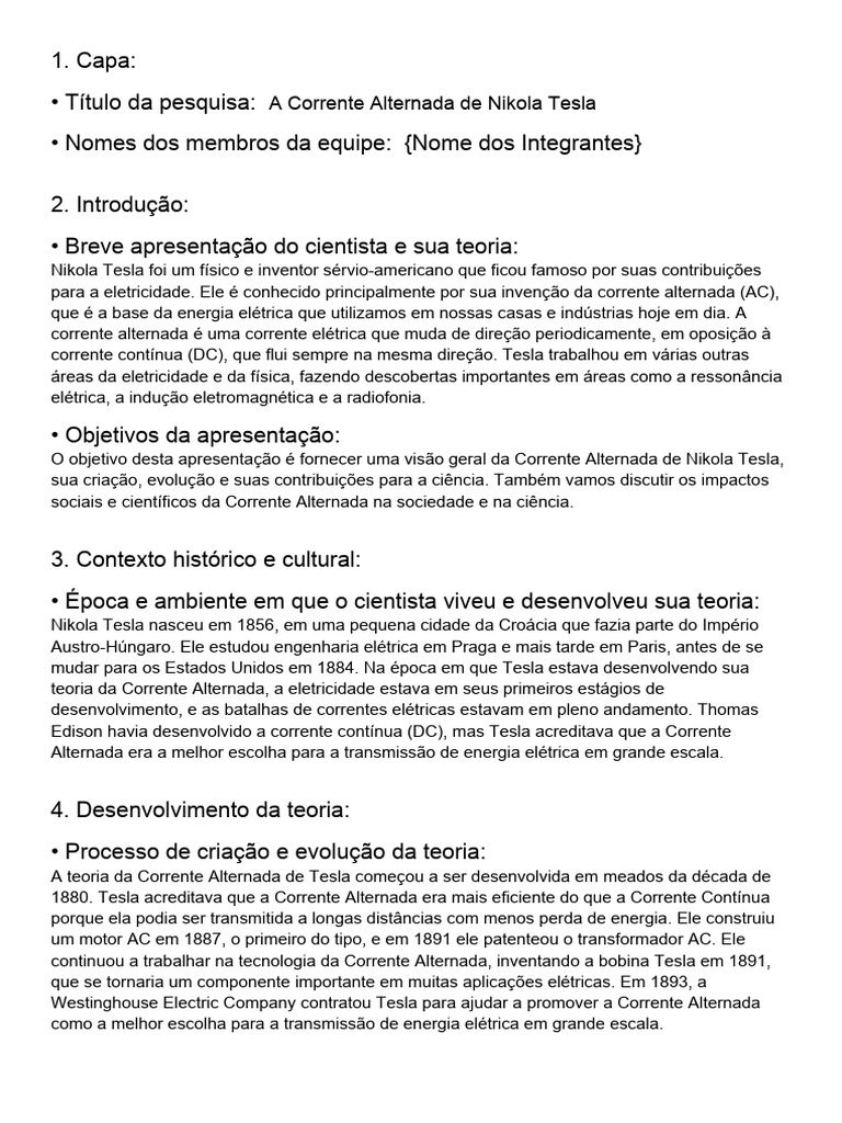 Processual de geografia a corrente alternada de nikola tesla pdf