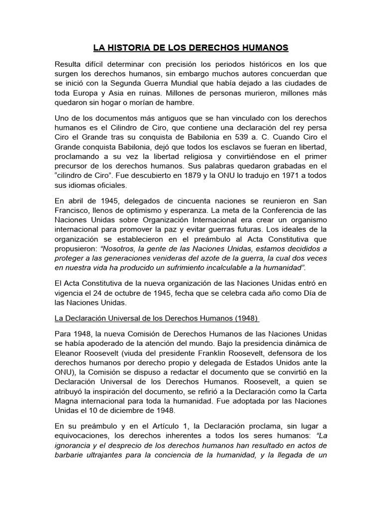 La Historia de Los Derechos Humanos | PDF | Derechos humanos | Naciones ...