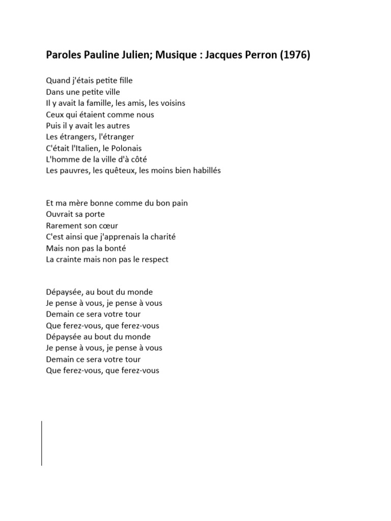 Paroles De Je Pense Vous PDF