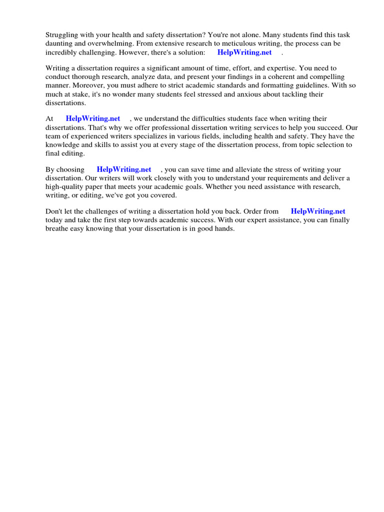 Health & Safety Dissertation Help | PDF | Occupational Safety And ...