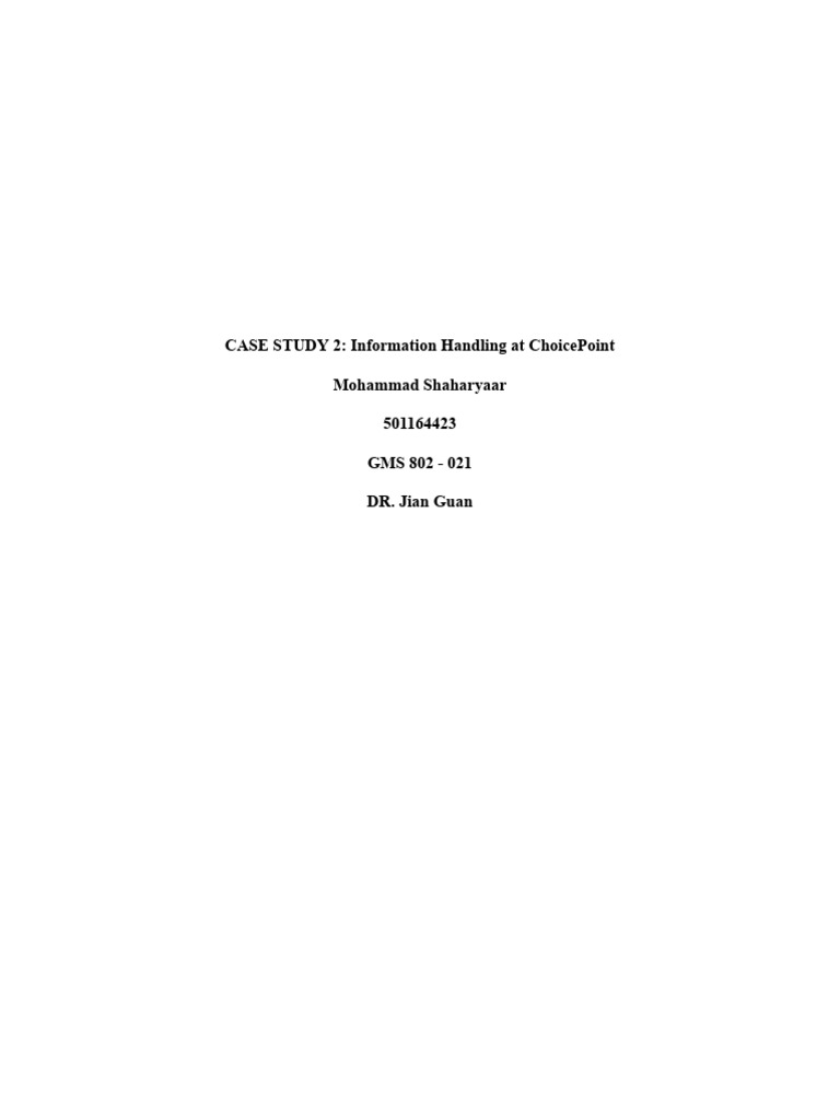 ChoicePoint Data Privacy Case Study | PDF | Computer Security | Security