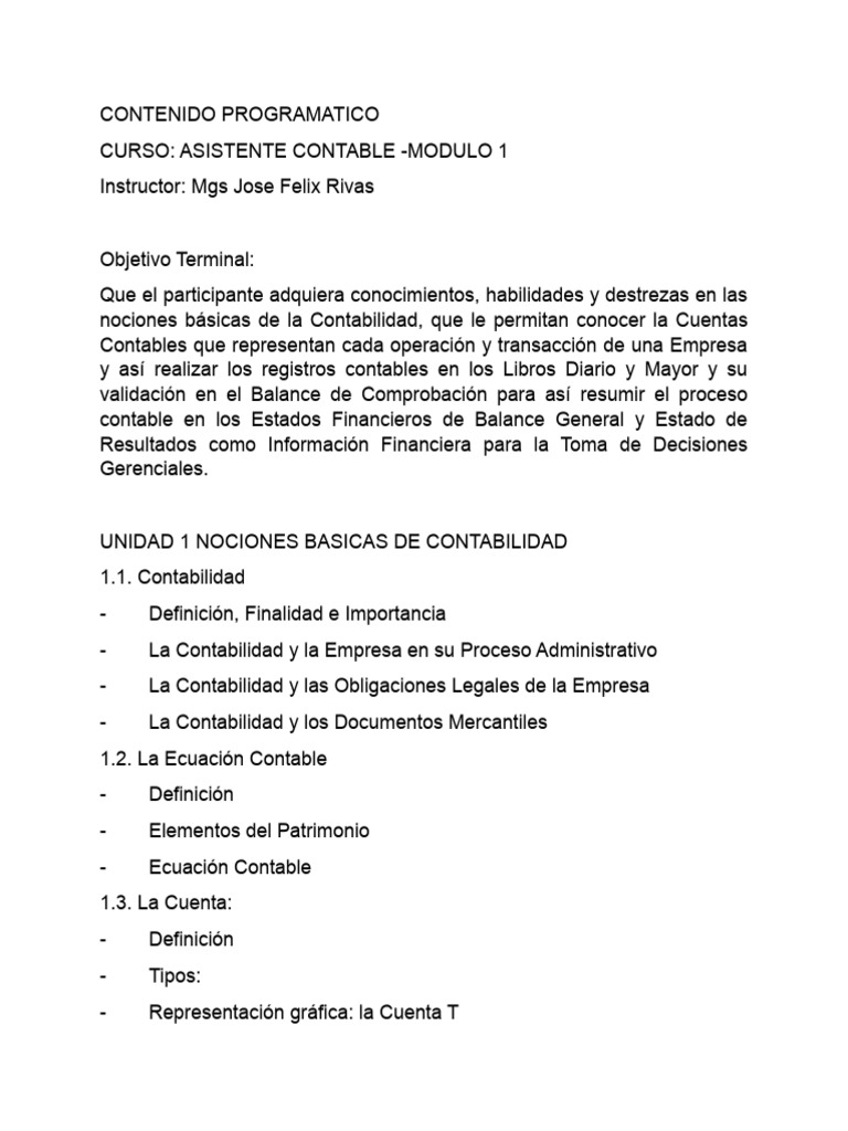 Modulo 1 Contabilidad Primera Parte Descargar Gratis Pdf