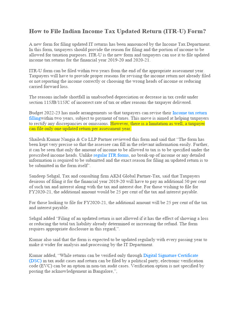 Filing ITR-U: Updated Income Tax Returns | PDF | Taxes | Income Tax