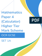 OCR Set 1A Higher GCSE Maths Paper 4 Mark Scheme
