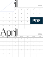 Modern Minimalistic Monthly Planner April 2024 Calendar