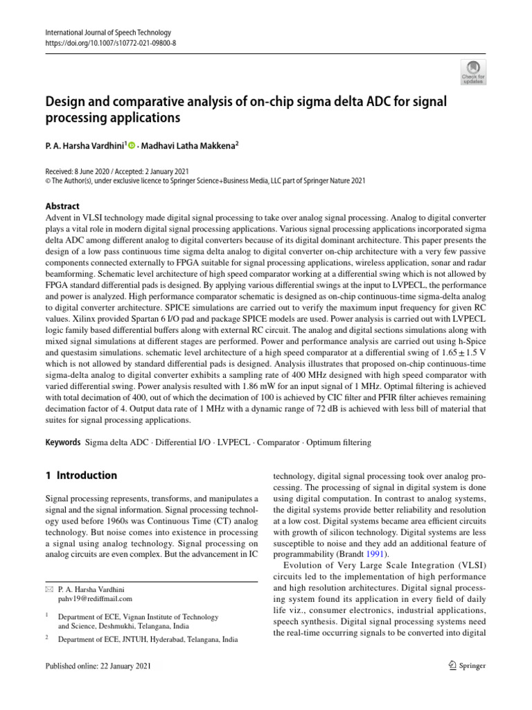 Sigma Delta ADC Design for Signal Processing | PDF | Analog To Digital ...